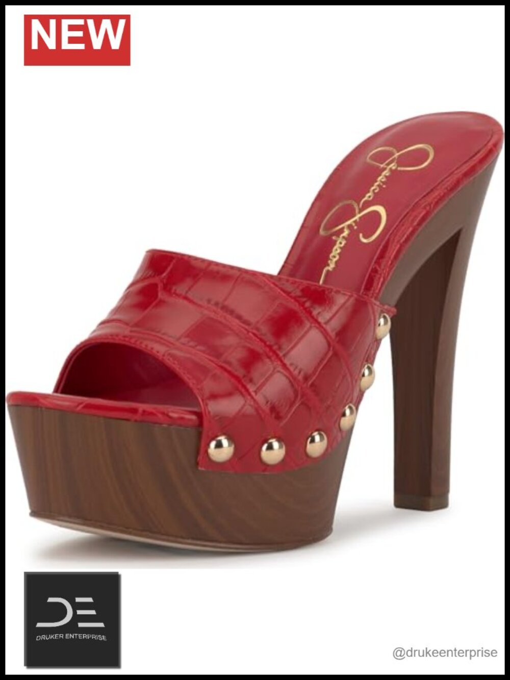 Jessica Simpson Faux Leather Open Toe Platform Wedge Sandals